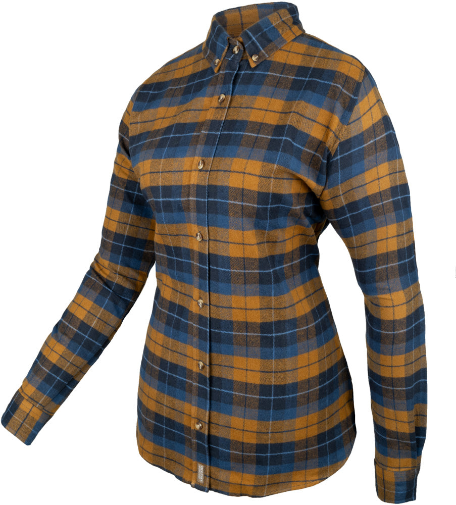 Jack Pyke Ladies Bleasdale Heavy Flannel Shirt - Navy Russet Check