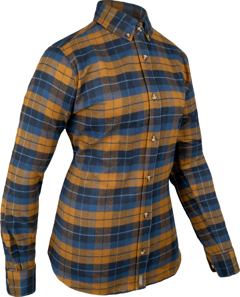 Jack Pyke Ladies Bleasdale Heavy Flannel Shirt - Navy Russet Check