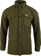 Jack Pyke polar fleece shirt in dark olive - classic button-down fastening, two chest button pockets and button cuffs, relaxed fit for shooting and country wear