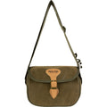 Jack Pyke Duotex speed loader cartridge bag in green - traditional buckle fastening, faux leather trim, adjustable shoulder strap with four-cartridge holder
