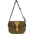 Jack Pyke Duotex speed loader cartridge bag in green - traditional buckle fastening, faux leather trim, adjustable shoulder strap with four-cartridge holder