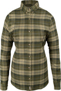 Jack Pyke Ladies Bleasdale heavy flannel shirt in green check - button-down collar, button-adjustable cuffs and two chest pockets, women's country shirt sizes 8–18
