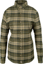 Jack Pyke Ladies Bleasdale heavy flannel shirt in green check - button-down collar, button-adjustable cuffs and two chest pockets, women's country shirt sizes 8–18