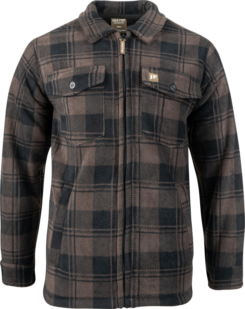 Jack Pyke Tundra Shirt front view, fleece-lined overshirt for shoot days and dog training