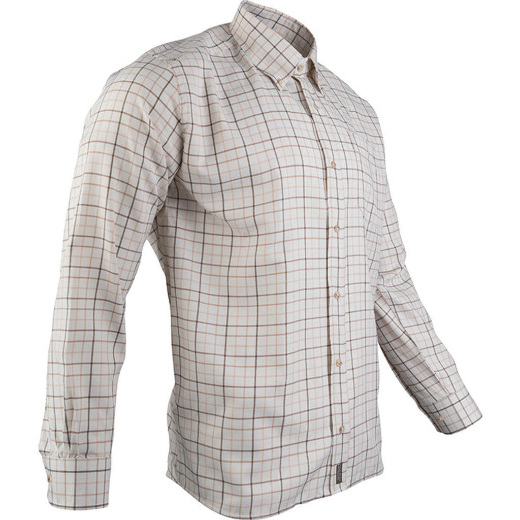 Jack Pyke mens countryman shirt in brown check with embroidered Kirkbourne Spaniels logo on breast pocket - classic country shirt sizes S to 2XL
