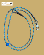 Kirkbourne Spaniels KB Field Trial Relax Pro laid flat - 130cm, 6mm PPM braided rope, marine-grade claw clip with swivel, stainless steel thimble, stopper. Handmade hands free field trial slip lead in Yorkshire.