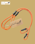 Two Kirkbourne Spaniels KB Heel Slip Leads laid flat - 6mm PPM braided rope, marine-grade ring, no metal clips. Handmade gundog heel slip lead duo in Yorkshire. Two leads for £11.50.