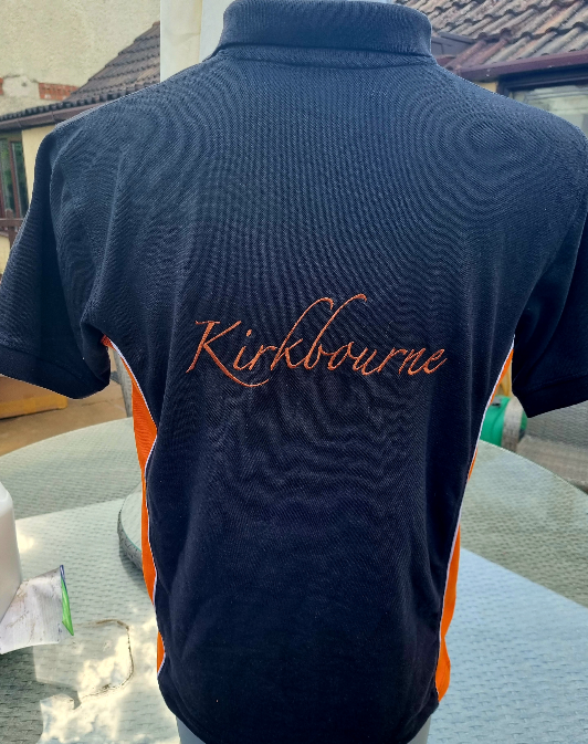 Kirkbourne Spaniels polo shirt with embroidered logo on front and back - gundog club clothing for training, shoots and game fairs