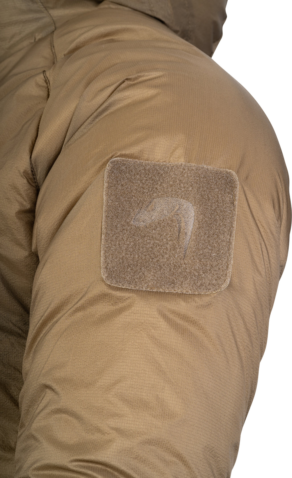 Hook and loop ID patch on left arm of Viper Tactical Frontier Jacket with Viper branding