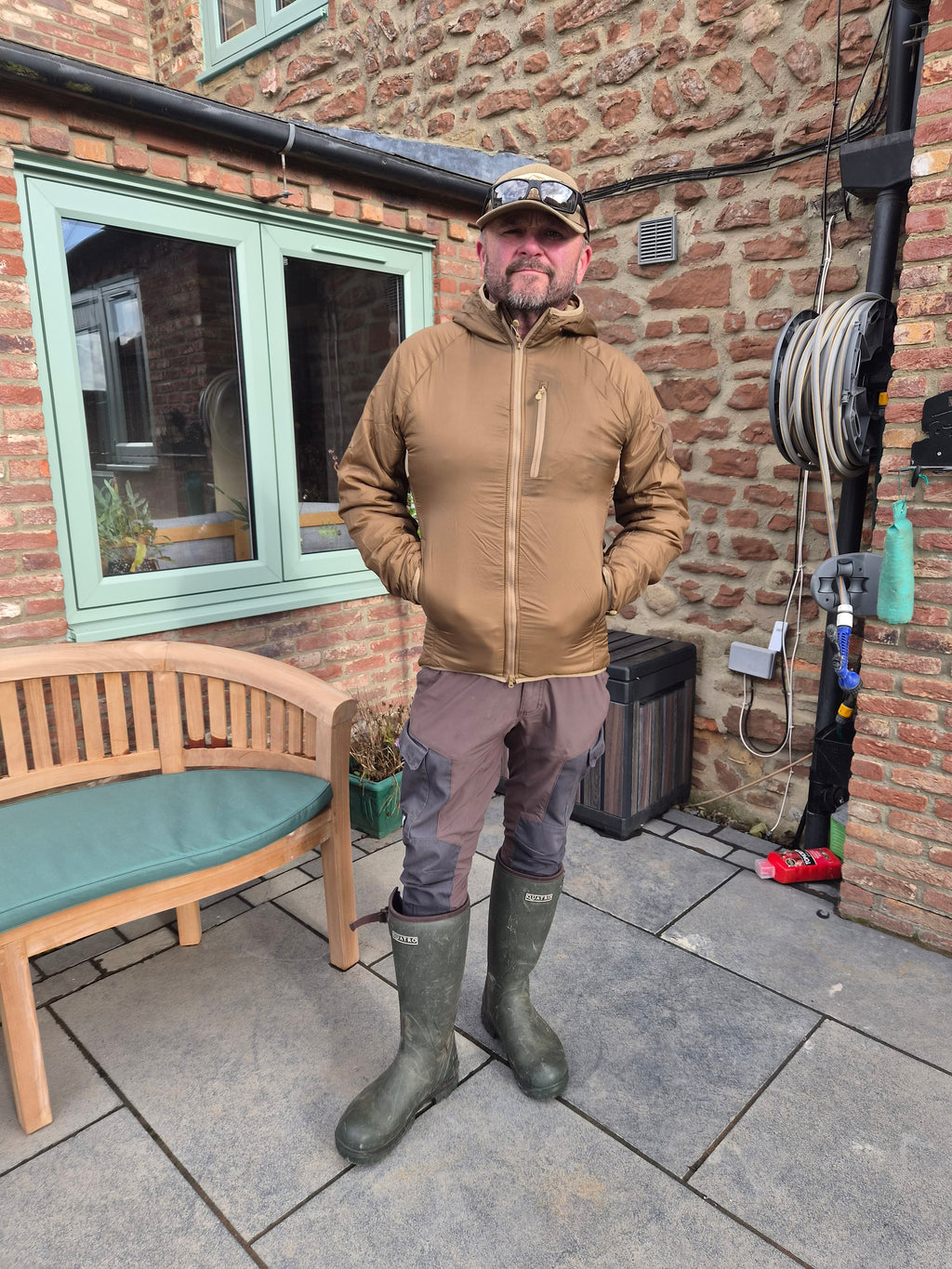 Darren Kirk, Kirkbourne Spaniels founder and UK Gundog Trainer of the Year, wearing the Viper Tactical Frontier Jacket in size Medium