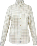 Jack Pyke ladies countryman shirt in large brown check with embroidered Kirkbourne Spaniels logo on left chest pocket - semi-fitted country shirt sizes 8–18
