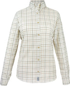 Jack Pyke ladies countryman shirt in large brown check with embroidered Kirkbourne Spaniels logo on left chest pocket - semi-fitted country shirt sizes 8–18