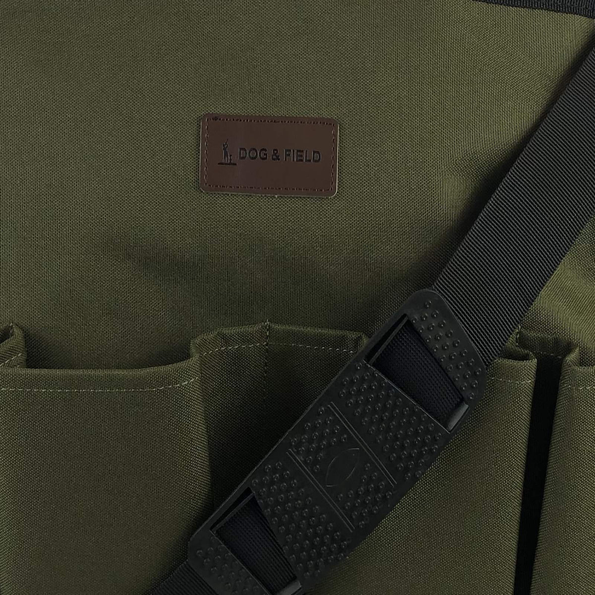 Second close-up of Dog and Field Maxxi Dummy Bag external pockets - durable canvas pocket construction with internal dividing net and zipped compartment for personal items during gundog training and field trials