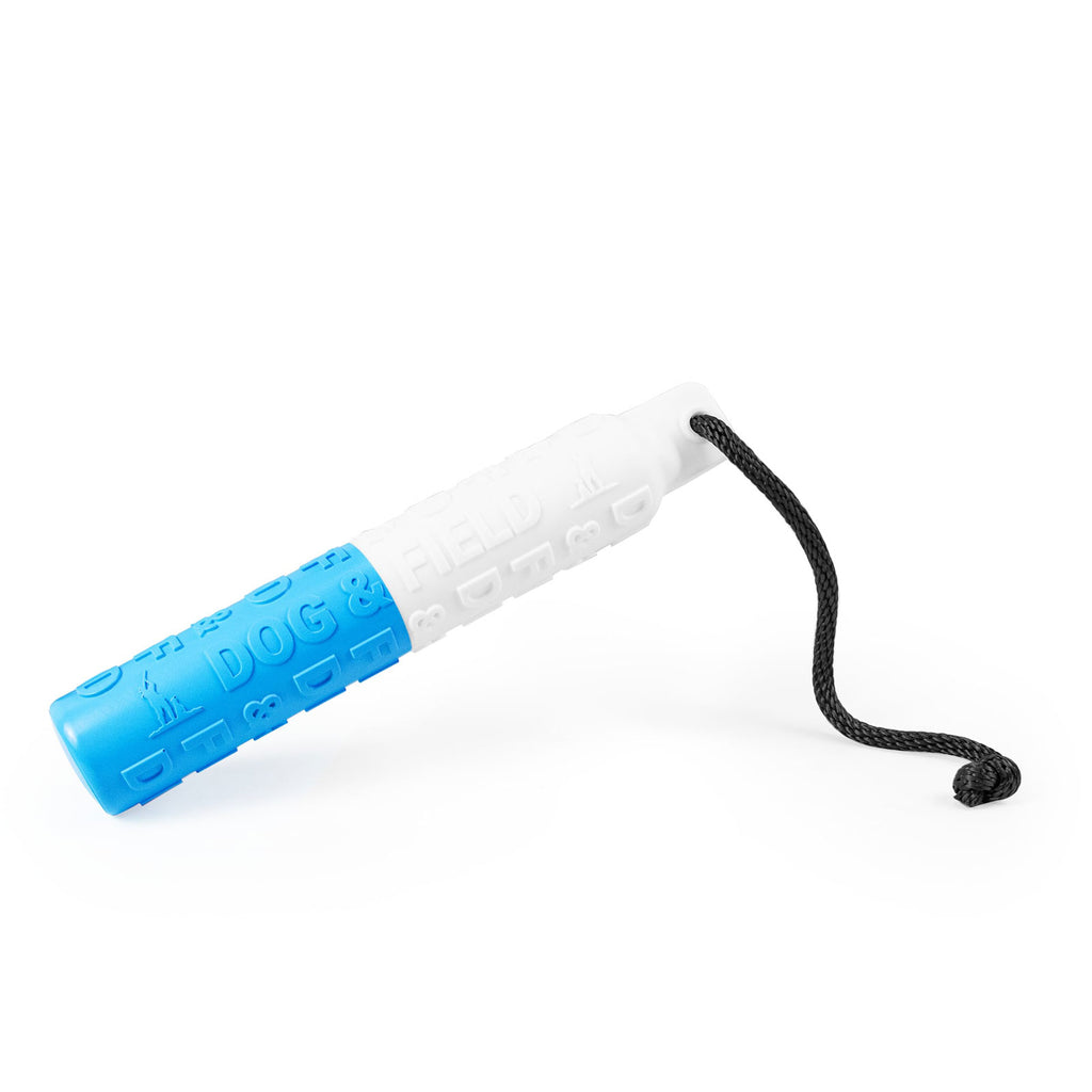 Dog & Field B-LINE bumper white and blue - high visibility 250g gundog training bumper with airflow channels and non-slip grip