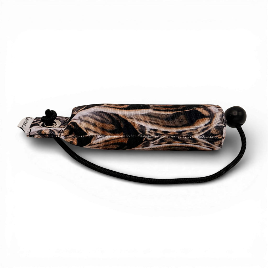Dog & Field Original Clone 100g snipe dummy lying down - realistic snipe feather print pattern lightweight canvas dummy for spaniel and small breed gundog retrieve training