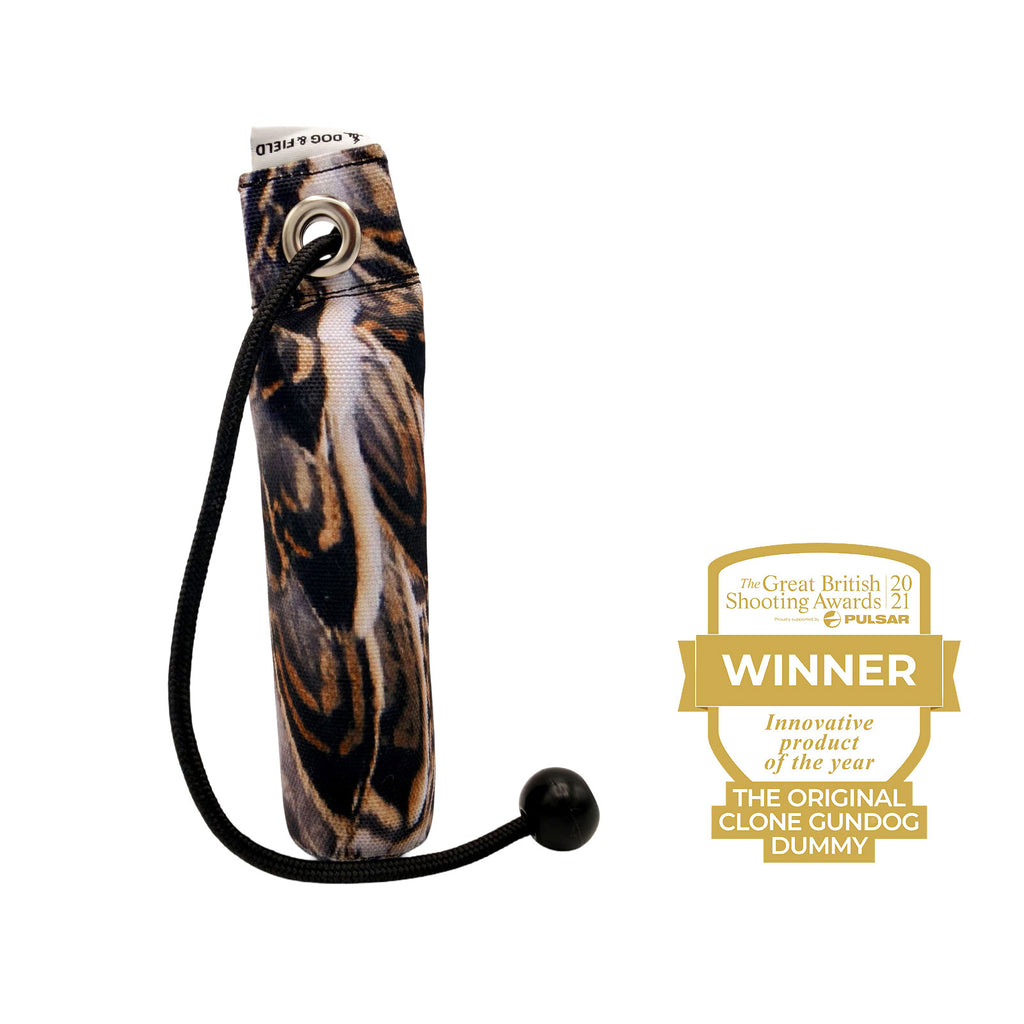Dog & Field Original Clone 100g snipe dummy standing - HD feather print canvas 100g training dummy with throwing toggle for gundog marking and retrieve training