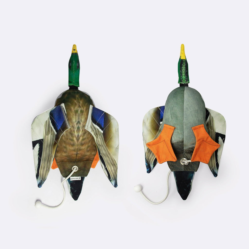 Dog & Field Original Clone mallard dead bird dummy top and bottom comparison - ultra-HD mallard duck feather print both sides with scent absorbent robust fabric for advanced gundog water and field retrieve training