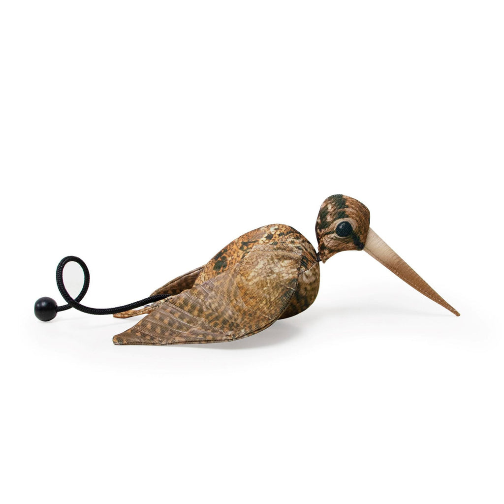 Dog & Field Original Clone dead bird dummy woodcock side view - lifelike body shape and size with long throw toggle for gundog canvas to game bird transition training