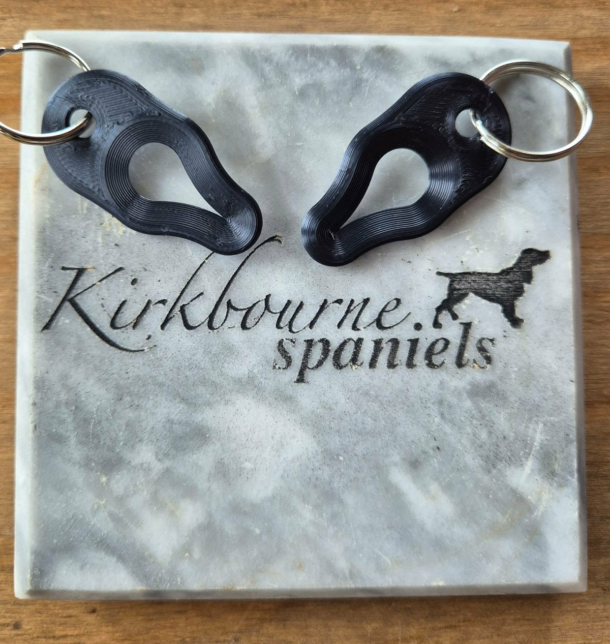 Kirkbourne Spaniels tick puller in black - PLA plant-based bioplastic straight-pull tick removal tool with keyring attachment for dogs and handlers non-toxic pet safe and biodegradable