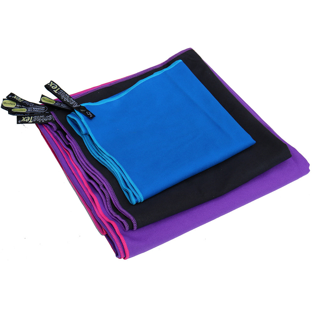 KozeePet Microfibre Dog Drying Towel in small, medium and large sizes - available in black, blue and purple - super absorbent towel for dogs