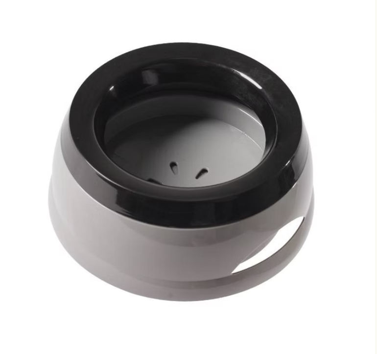 No spill dog water bowl with floating disc - PP plastic anti-slip base keeps bowl stable on vehicle seats boot floors and hard surfaces floating disc controls water flow and slows gulping 15.3 x 18.9 x 8cm pulls apart for cleaning available in 4 colours as stocked at Kirkbourne Spaniels