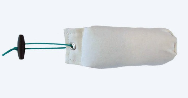Sporting Saint half pound white canvas dummy - high visibility handcrafted UK gundog training dummy for marking drills memory retrieves and hand and launcher throwing practice