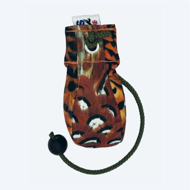 Sporting Saint FLIGHT cock pheasant dummy ball - feather print training ball bridges gap between standard dummy work and realistic game bird retrieve for gundogs