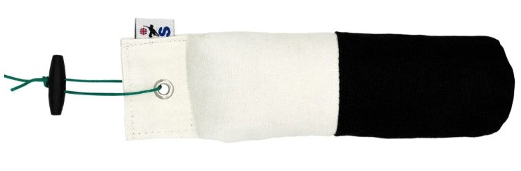 Sporting Saint half pound black and white canvas dummy - high visibility two-tone handcrafted UK gundog training dummy for marking drills and progressive retrieve work