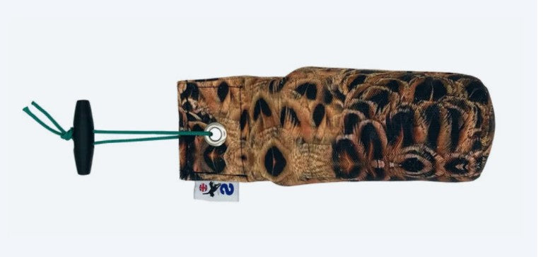Sporting Saint half pound FLIGHT hen pheasant canvas dummy - handcrafted UK feather print gundog training dummy bridging canvas retrieve work and realistic game bird field conditions