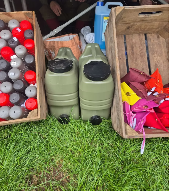 11 litre food grade BPA free water canister for working dogs - complete with travel cap pouring nozzle cleaning brush and carry handle accessories store inside lid nothing lost in the boot ideal for full day out with two or three dogs as stocked at Kirkbourne Spaniels